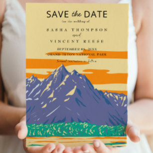 Grand Teton National Park Save The Date Retro Invitation