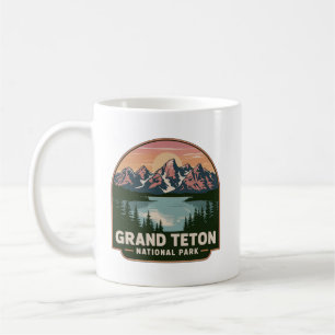 Grand Teton National Park Sunset Mountain Badge Coffee Mug