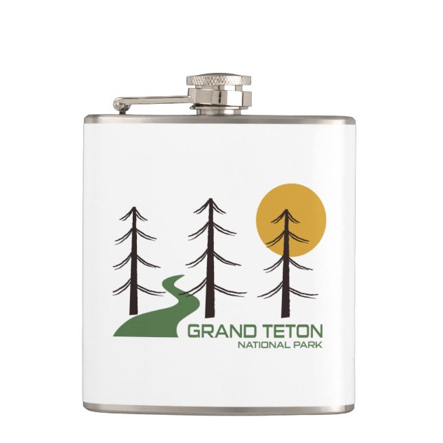 Grand Teton National Park Trail Hip Flask (Front)