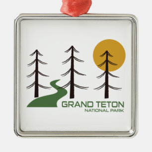Grand Teton National Park Trail Metal Tree Decoration
