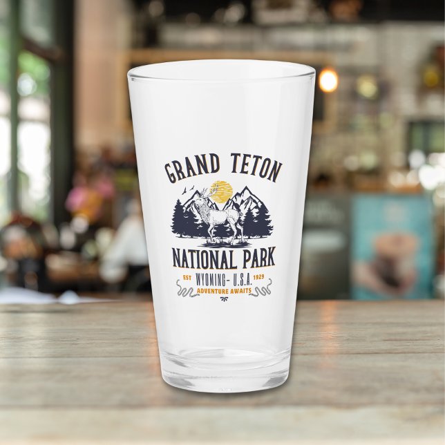 Grand Teton National Park Vintage Landscape Glass (Creator Uploaded)