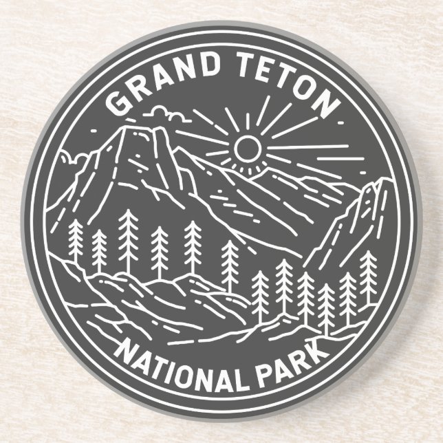 Grand Teton National Park Vintage Monoline   Coaster (Front)
