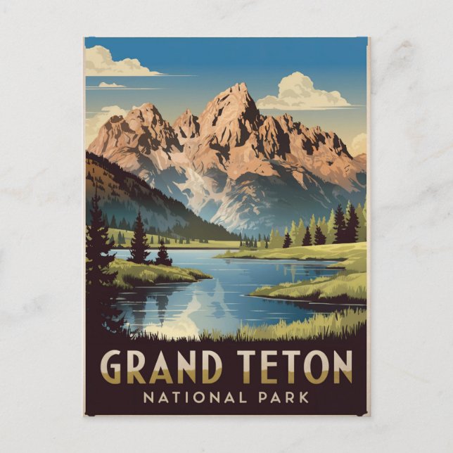 Grand Teton National Park Vintage Postcard (Front)