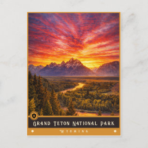 Grand Teton National Park   Vintage Postcard
