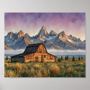 Grand Teton National Park Watercolor Art Print