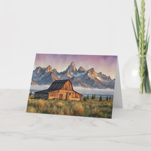 Grand Teton National Park Watercolor Stationery Card (Front)