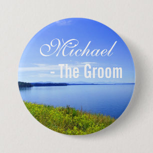 Grand Teton National Park wedding groom button. 7.5 Cm Round Badge