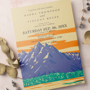 Grand Teton National Park Wedding Invitation Retro
