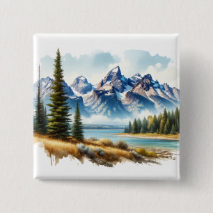 Grand Teton National Park Wyoming 15 Cm Square Badge