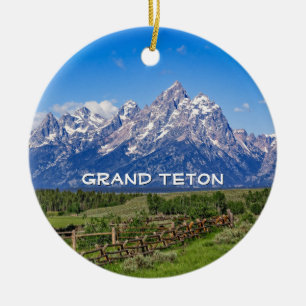 Grand Teton National Park, Wyoming Ceramic Tree Decoration