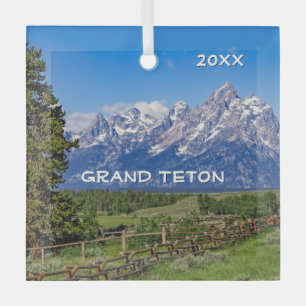 Grand Teton National Park, Wyoming Glass Tree Decoration