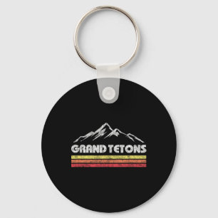 Grand Teton National Park Wyoming Retro Mountain R Key Ring