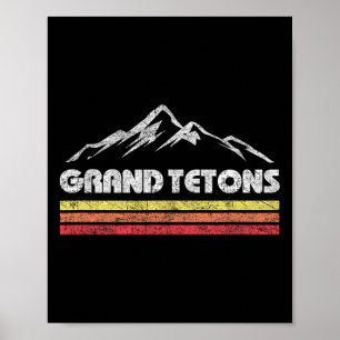 Grand Teton National Park Wyoming Retro Mountain R Poster