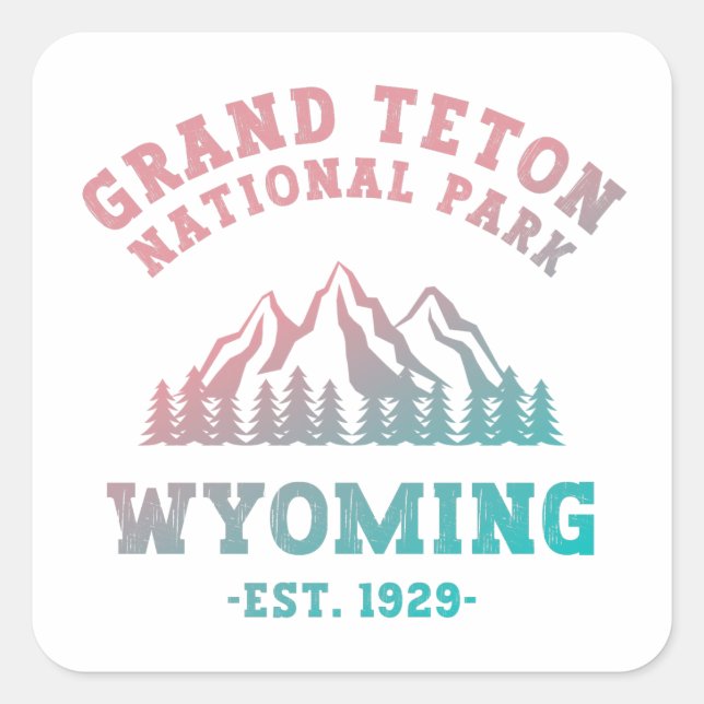 Grand Teton National Park Wyoming USA Gradient Square Sticker (Front)