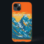 Grand Teton National Park Wyoming Vintage  iPhone 13 Case<br><div class="desc">Grand Teton vector artwork design. The park includes the major peaks of the Teton Range as well as most of the northern sections of the valley known as Jackson Hole.</div>