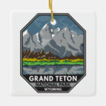 Grand Teton National Park Wyoming Vintage Ceramic Ornament<br><div class="desc">Grand Teton vector artwork design. The park includes the major peaks of the Teton Range as well as most of the northern sections of the valley known as Jackson Hole.</div>