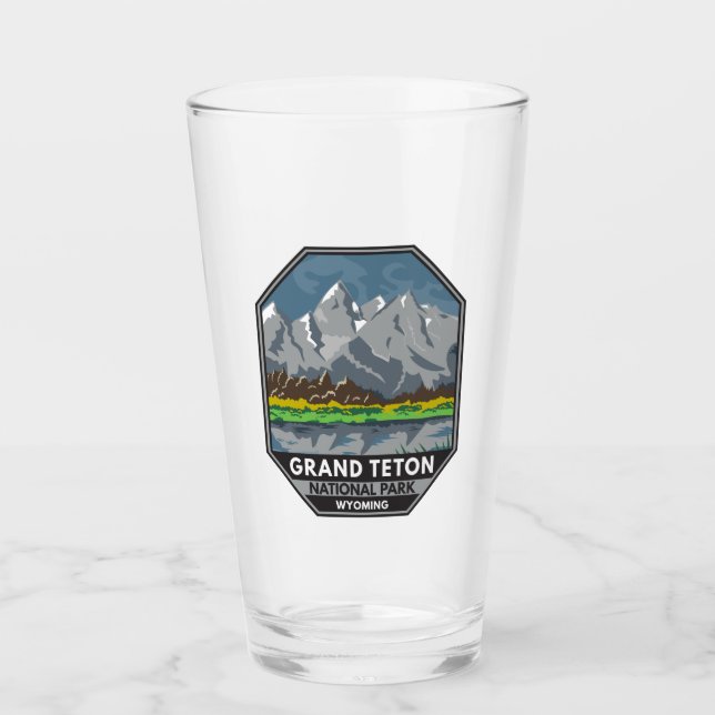 Grand Teton National Park Wyoming Vintage Glass (Front)
