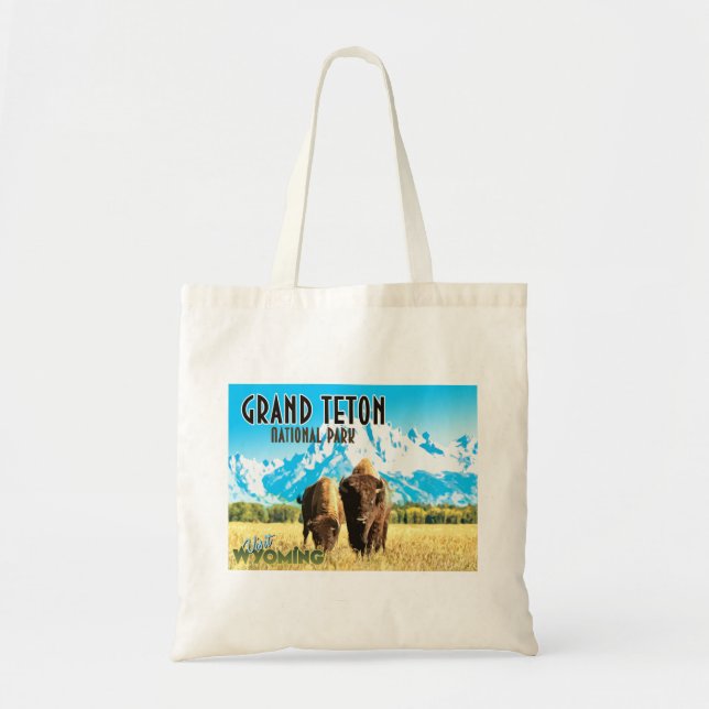 Grand Teton Park Wyoming Vintage Travel Tote Bag (Front)