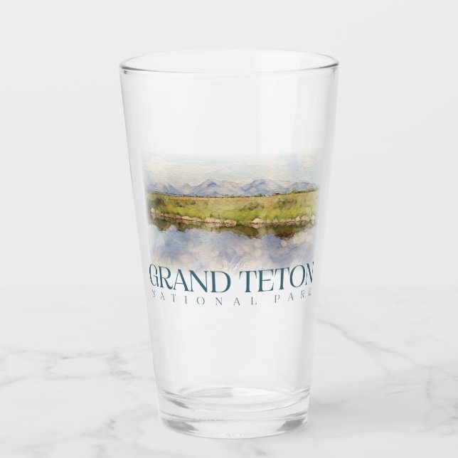 Grand Teton Pint Glass, National Park Tumbler (Front)