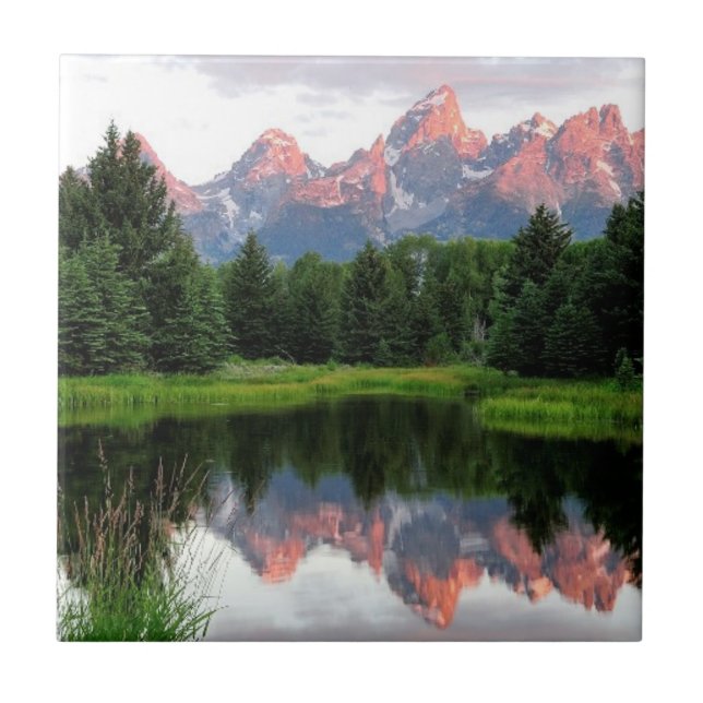 Grand Teton Reflections Over the Beaver Pond Tile (Front)