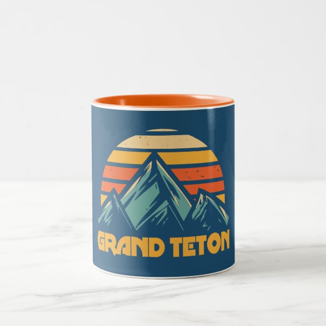 Grand Teton Retro Turquoise Two-Tone Coffee Mug (Center)