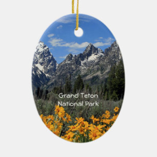 Grand Teton Springtime Souvenir Photo Ceramic Tree Decoration