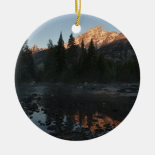 Grand Teton Sunrise at Cottonwood Creek Ceramic Tree Decoration