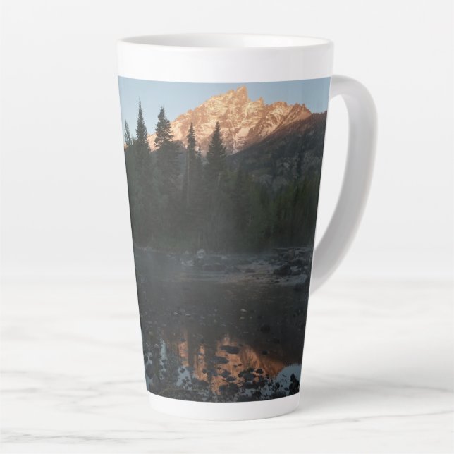 Grand Teton Sunrise at Cottonwood Creek Latte Mug (Right Angle)