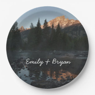Grand Teton Sunrise at Cottonwood Creek Paper Plate