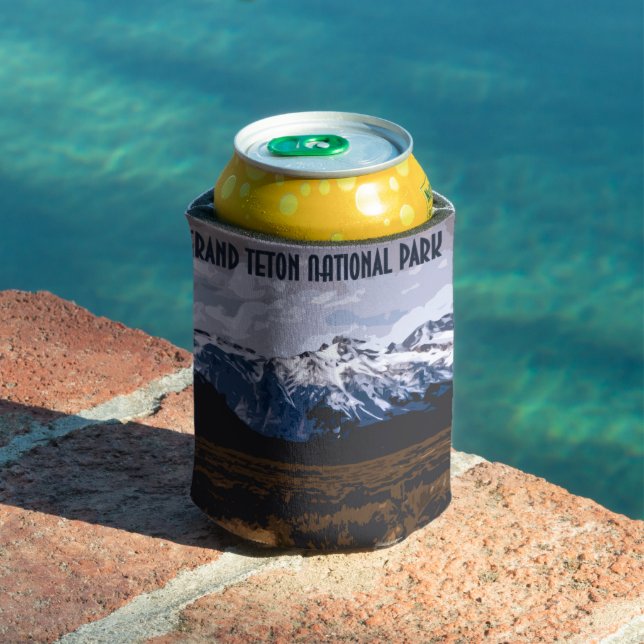 Grand Teton Vintage Photo Can Cooler (In Situ Pool)