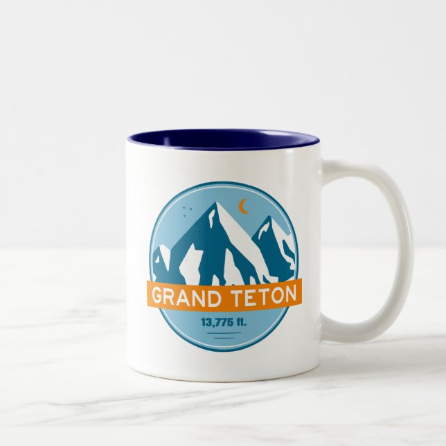 Grand Teton Wyoming Stars Moon Two-Tone Coffee Mug (Right)