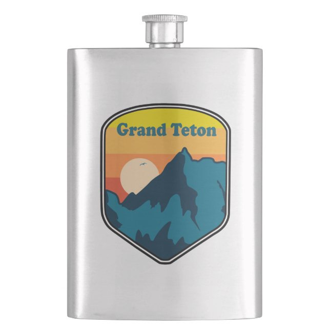 Grand Teton Wyoming Sunrise Hip Flask (Front)