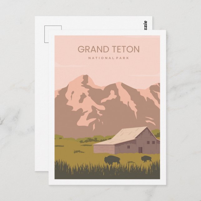 Grand Teton Wyoming USA Travel Place Illustration Postcard (Front/Back)