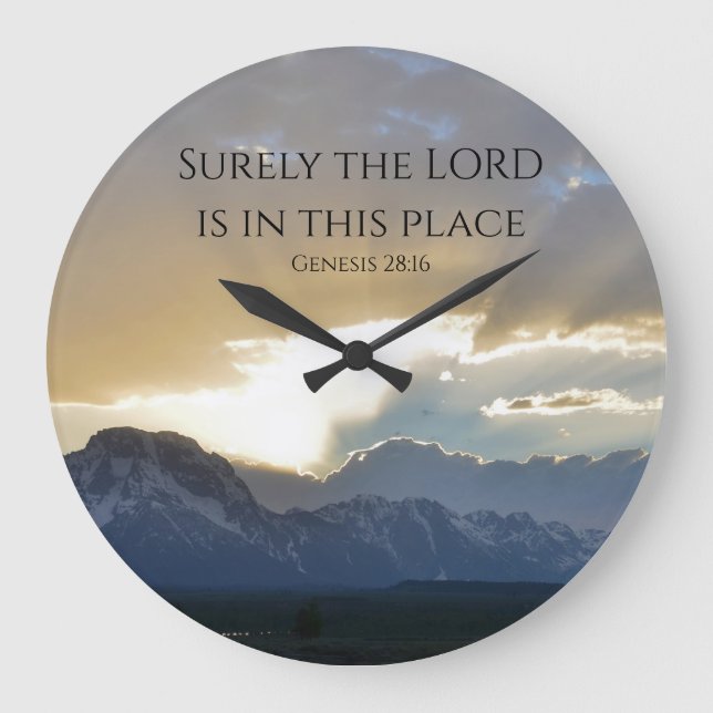 Grand Tetons Bible Scripture Large Clock (Front)