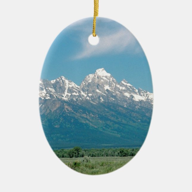 Grand Tetons National Park Ceramic Tree Decoration (Front)