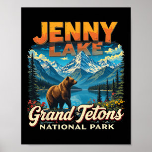 Grand Tetons National Park Jenny Lake Vintage Trip Poster