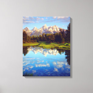 Grand Tetons reflecting in the Snake River Canvas Print