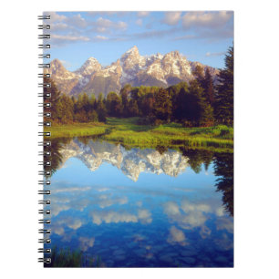 Grand Tetons reflecting in the Snake River Spiral Notebook