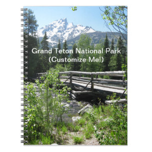 Grand Tetons Spring Snow and Wood Bridge Spiral Notebook