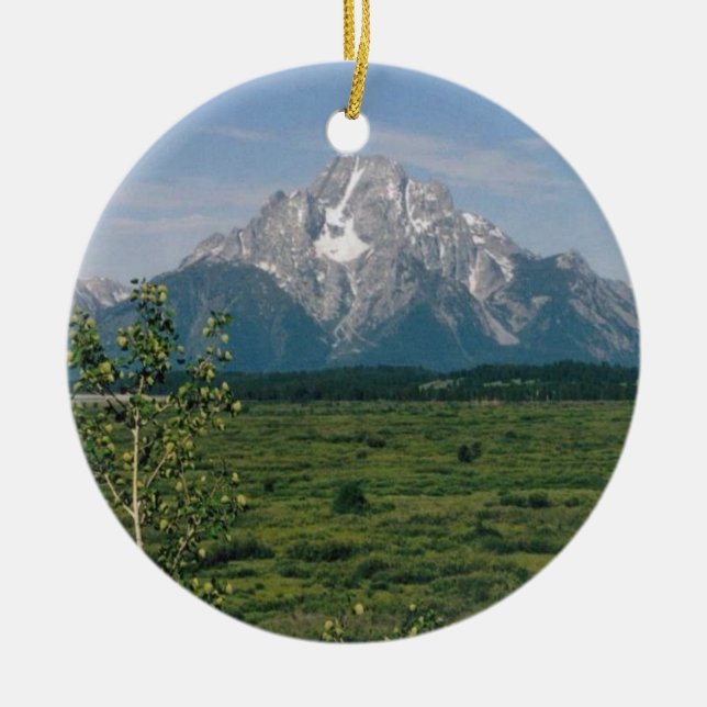 Grand Tetons- Wyoming Ceramic Tree Decoration (Front)