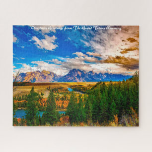 Grand Tetons Wyoming .Christmas Greetings Jigsaw Puzzle