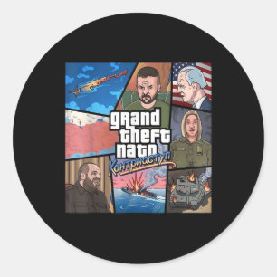 Grand Theft Nato Ukraine Counter Offensive War Pro Classic Round Sticker