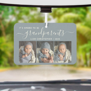 Grand To Be Grandparents 3 Photo Dusty Blue Car Air Freshener
