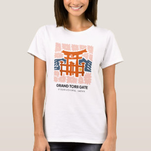 Grand Torii Gate Itsukushima Japan travel floral T-Shirt