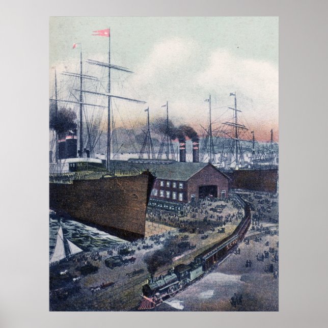 Grand Trunk Ry Portland, Maine Steamship Wharf Poster (Front)