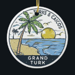 Grand Turk Turks and Caicos Vintage Ceramic Tree Decoration<br><div class="desc">Grand Turk vector art design. Grand Turk Island is the capital island of the Turks and Caicos archipelago,  in the Atlantic Ocean. It’s dotted with the remains of salt ponds and windmills from the island’s sea salt industry,  prevalent from the 17th to 20th century.</div>