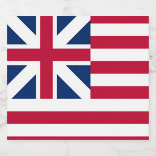 Grand Union, 1st USA Flag of Colonies Liquor Bottle Label
