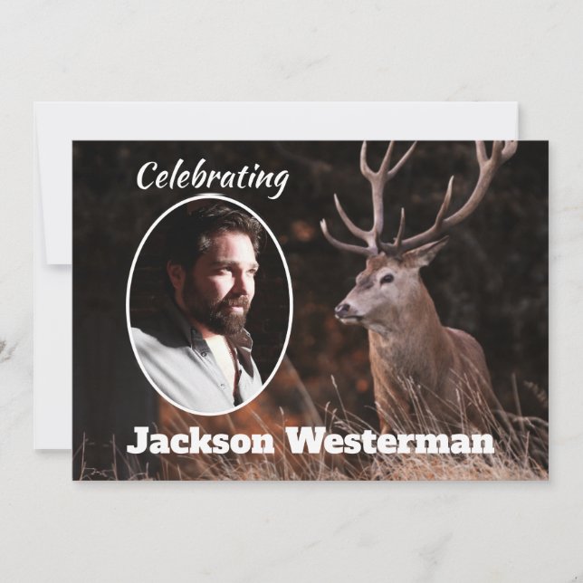Grand White Tail Buck Memorial  Invitation (Front)