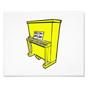 grand yellow upright piano with music.png photo print