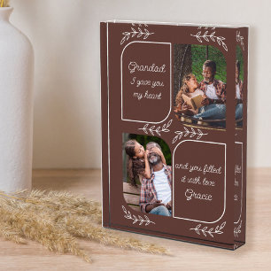 Grandad 2 Vertical Photo Loving Words Personalised Block